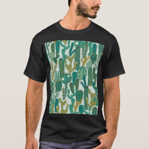 Cactus Green Repeated Vintage Texture T-Shirt