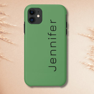 Cactus Green Solid Colour Minimalist Name iPhone 11 Case