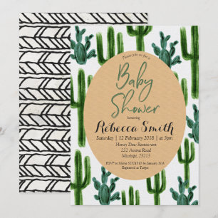 Cactus Greenery Baby Shower Invitation Modern