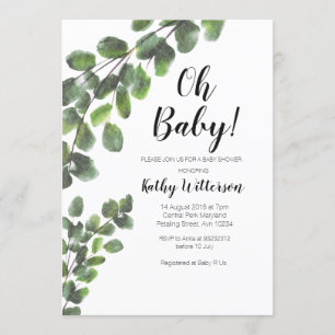 Cactus greenery boy baby shower invitation