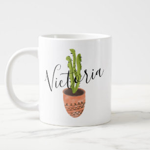 Cactus Hand Drawn Script Name Giant Coffee Mug