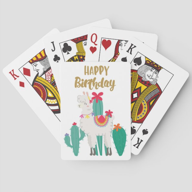Cactus Happy Birthday Playing Cards (Back)