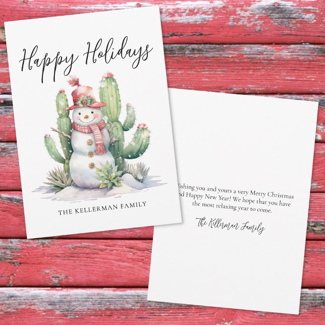 Cactus Happy Holidays Christmas Holiday Card (Snowman Cactus Happy Holidays Christmas Holiday Card)