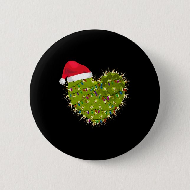 Cactus Heart Christmas 6 Cm Round Badge (Front)