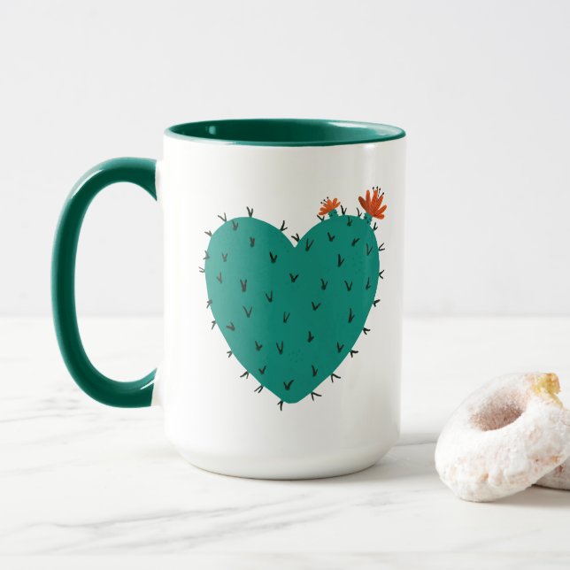 Cactus Heart Coffee Mug (With Donut)
