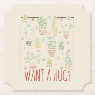 Cactus Hug Paper Coaster