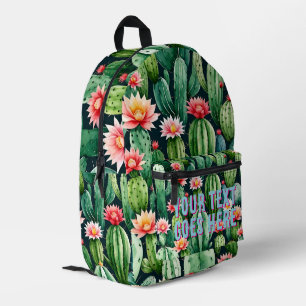 cactus illustration your text here printed backpack