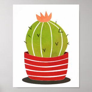 Cactus in a pot minimal art poster