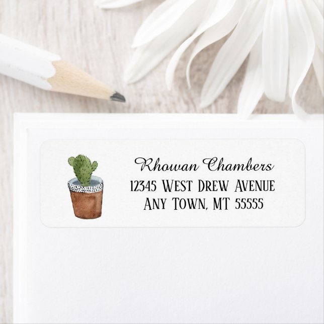 Cactus In A Pot Return Address Label (Insitu)