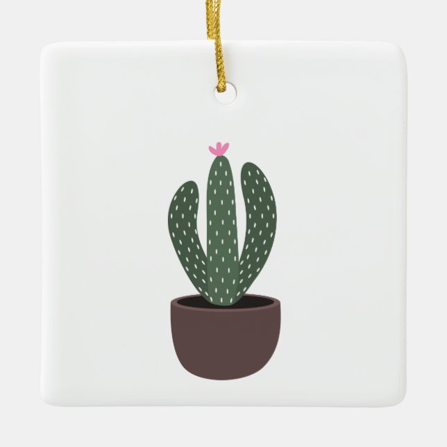 Cactus in pot ceramic ornament (Front)