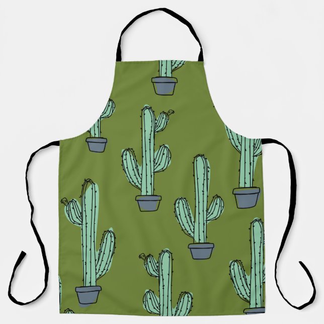 Cactus in Pot Illustration Apron (Front)