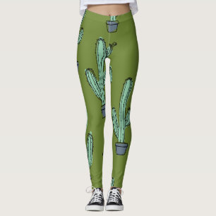 Cactus in Pot Illustration Leggings