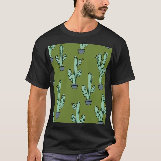 Cactus in Pot Illustration T-Shirt (Front)