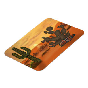 Cactus in the desert, warm autumn colors. magnet