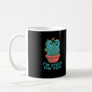 Cactus Joke Im Stuck On You Retro Succulent Couple Coffee Mug