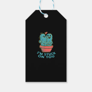 Cactus Joke Im Stuck On You Retro Succulent Couple Gift Tags
