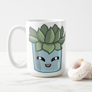 Cactus Kawai Green Succulent Watercolor Plant Coffee Mug