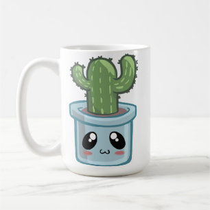 Cactus Kawai Green Succulent Watercolor  Plant Coffee Mug