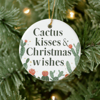 Cactus Kisses & Christmas Wishes – A Double-Sided Ceramic Tree Decoration