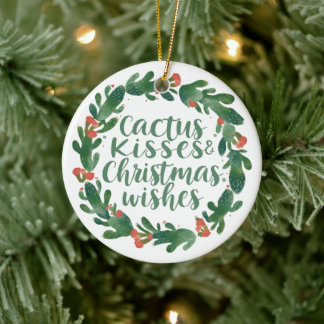 Cactus Kisses & Christmas Wishes – A Double-Sided Ceramic Tree Decoration