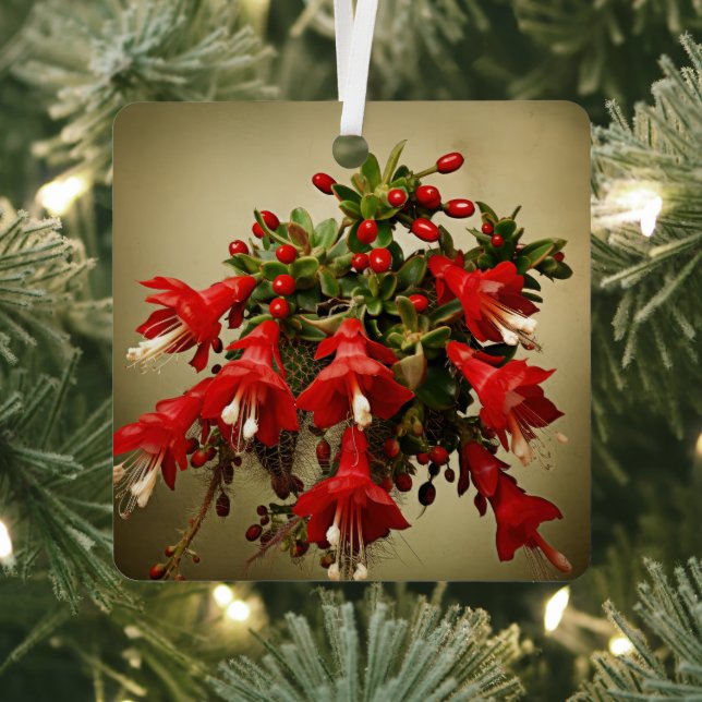 Cactus Kisses & Christmas Wishes – A Double-Sided  Metal Tree Decoration (Insitu)