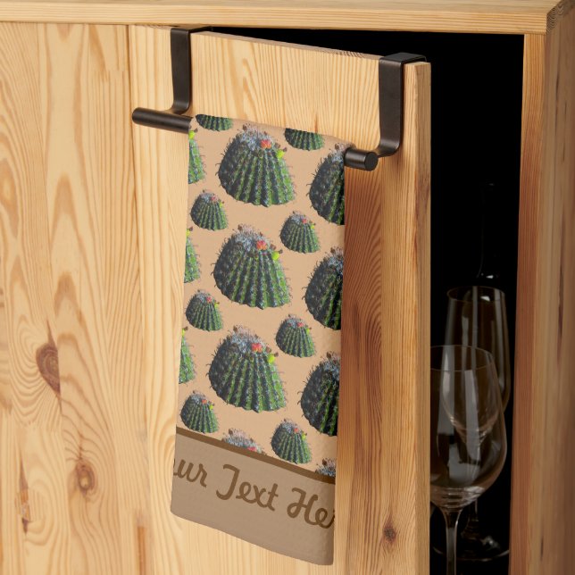 Cactus Kitchen Towel - Optional Personalisation (Thirds Fold)