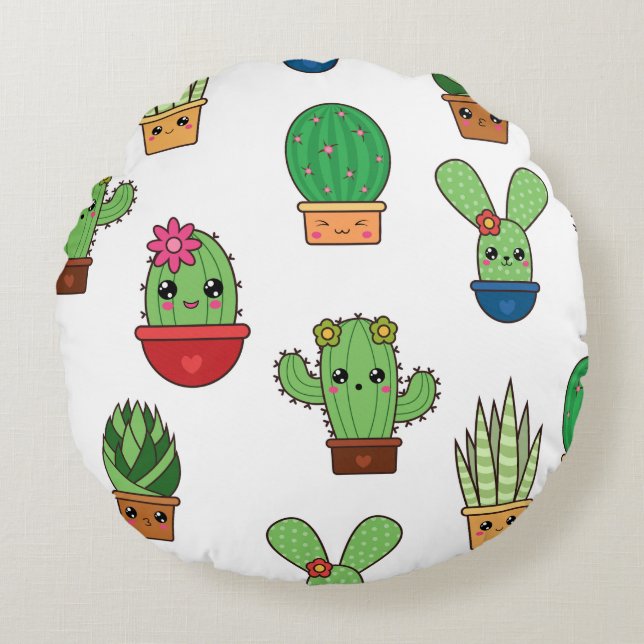 Cactus Krazy Round Cushion (Front)