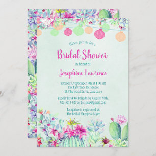 Cactus Lantern Fiesta Bridal Shower Invitations