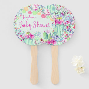Cactus Lantern Fiesta Succulents Baby Shower Hand Fan