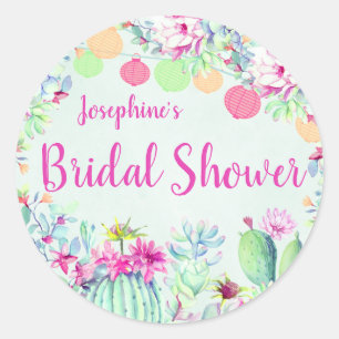 Cactus Lantern Fiesta Succulents Bridal Shower Classic Round Sticker