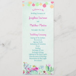 Cactus Lantern Fiesta Succulents Wedding Program Programme