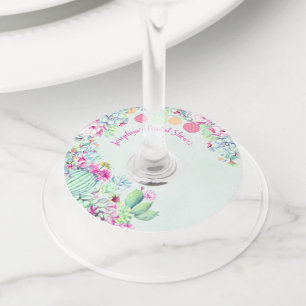 Cactus Lantern Succulents Bridal Shower Wine Glass Tag