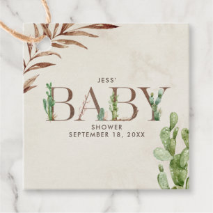 Cactus Leather Baby Shower Favour Tags
