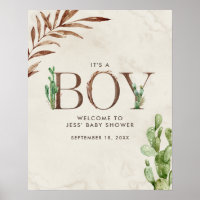Cactus Leather Boy Baby Shower Welcome