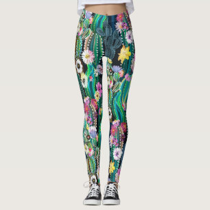 Cactus Leggings For Women, Cactus Printed Leggings