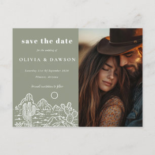 Cactus Line Art Desert Photo Save the Date   Postcard