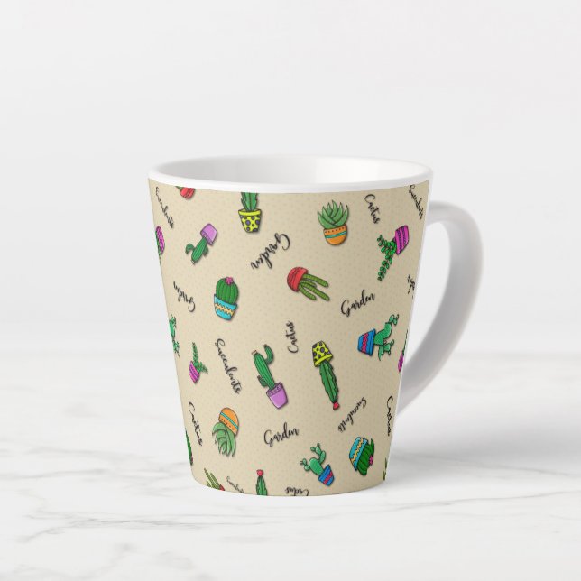 Cactus Line Latte Mug (Right Angle)