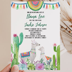 Cactus Llama Baby Shower Invitation