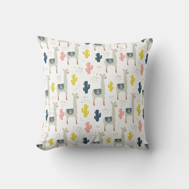 Cactus & Llamas Pattern Cushion (Front)