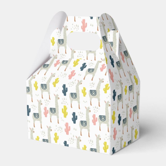 Cactus & Llamas Pattern Favour Box (Front Side)