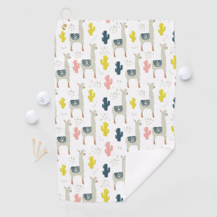 Cactus & Llamas Pattern Golf Towel