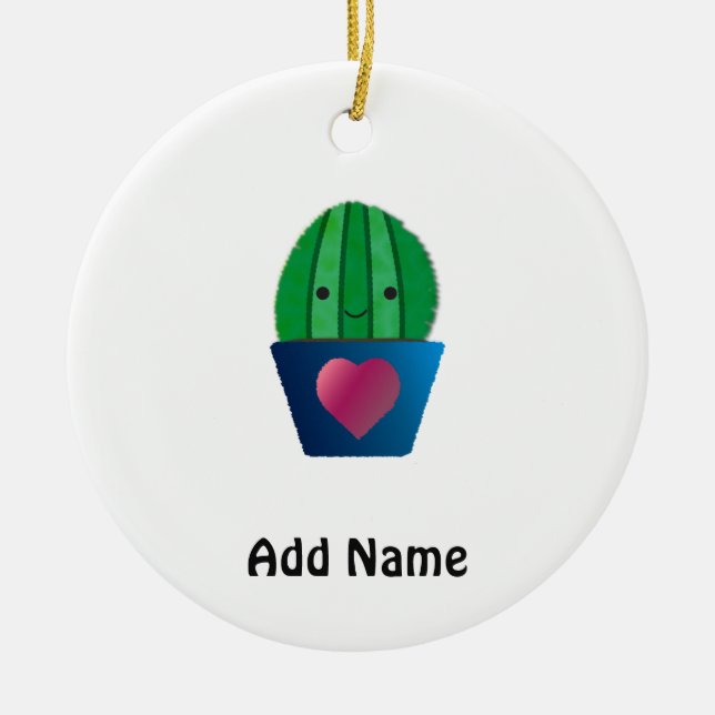 Cactus Love Ceramic Tree Decoration (Front)