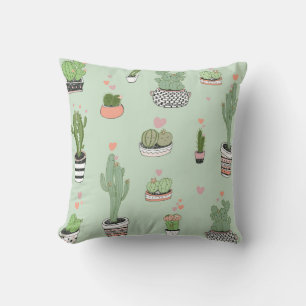 Cactus Love: Cute Cartoon Pattern. Cushion
