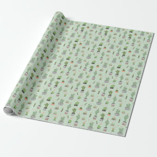 Cactus Love: Cute Cartoon Pattern. Wrapping Paper