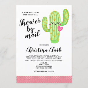 Cactus Love Girl Pink Baby Shower by mail Invitation