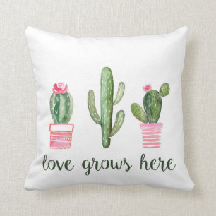 Cactus Love Grows Here Cacti Decorative Pillow