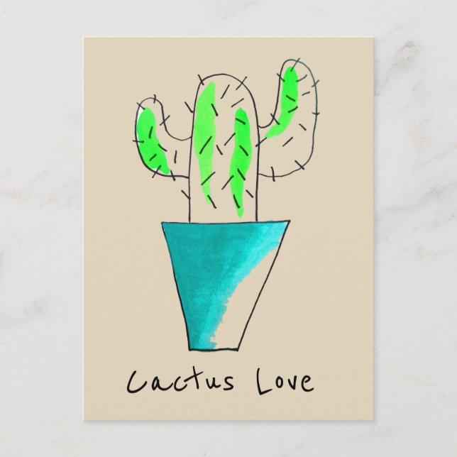 Cactus love Mexican desert cute illustration Postcard (Front)