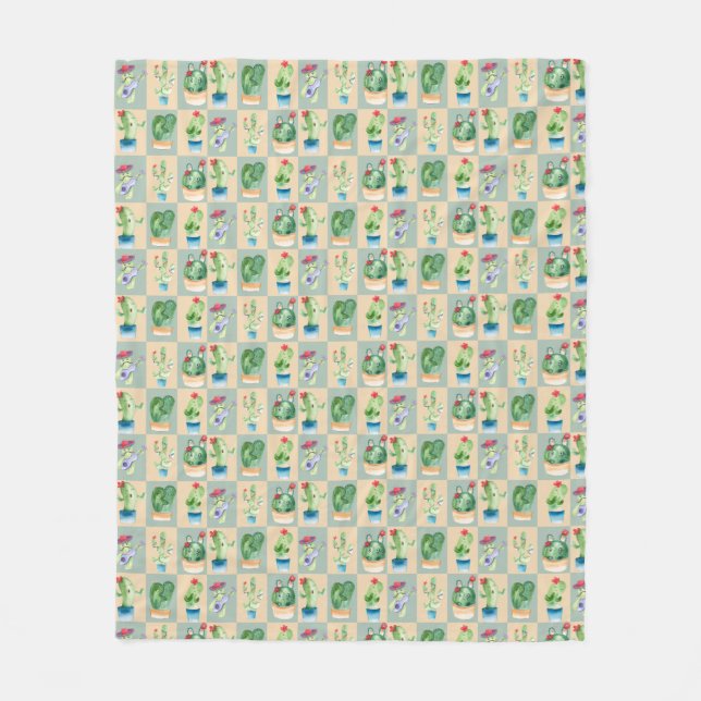 cactus love - watercolor fleece blanket (Front)