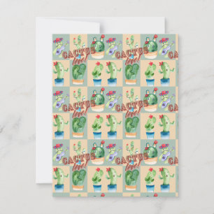 cactus love - watercolor holiday card