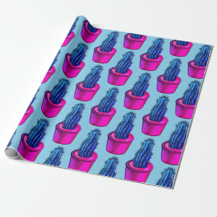 Cactus Lover Weird Potted Succulent Plant Pattern Wrapping Paper